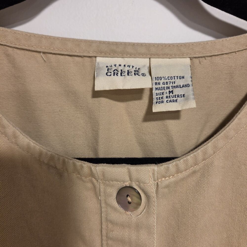 Vintage 90s Khaki Shirt Dress Medium 100% Cotton Safari Y2K Boxy Utility Mini - Picture 5 of 10